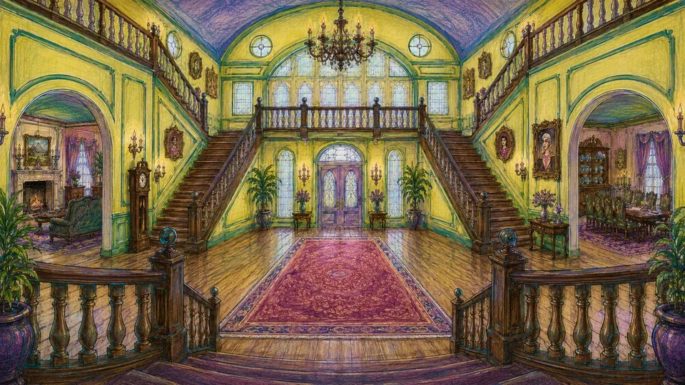Chantilly entrance hall and central staircase.